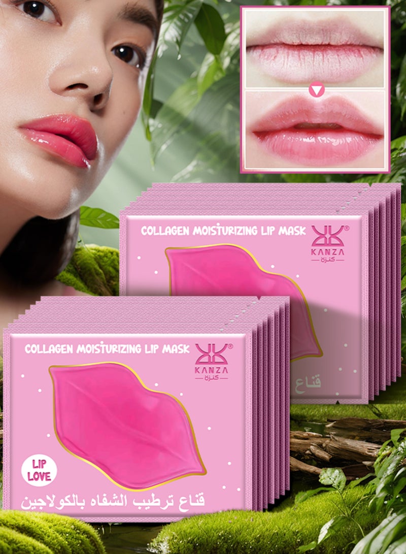 Kanza قناع شفاه مرطب بالكولاجين مكون من 15 قطعة، مقوي للشفاه، مرطب، مغذي، قناع شفاه بلون وردي كريستالي طبيعي، لامع، مرطب، ناعم الملمس، صحة ومرونة للشفاه - Image 1
