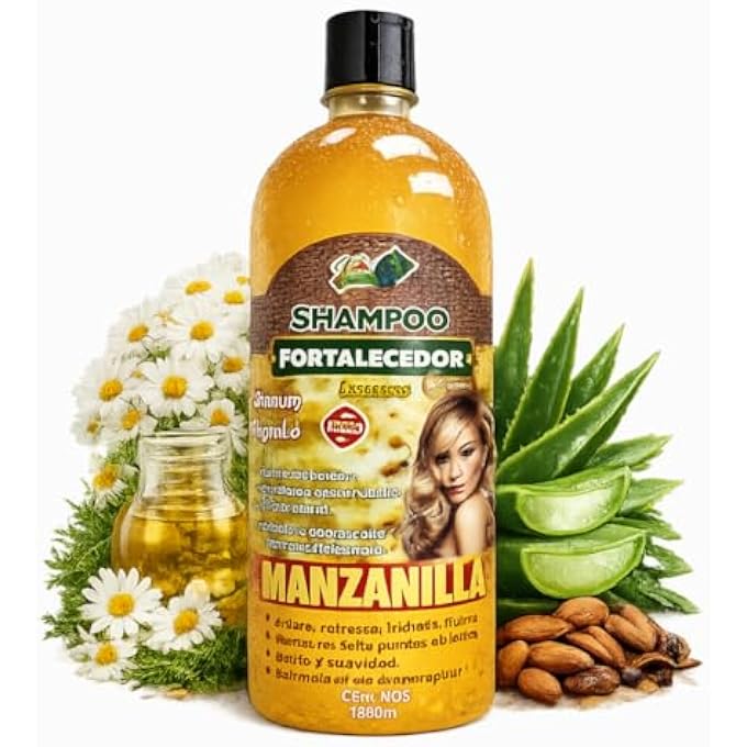 Chamomile Brightening Shampoo 1L (33.9 Fl Oz) | Manzanilla, Aloe Vera & Almond Oil Herbal Shampoo for Radiant, Soft Hair