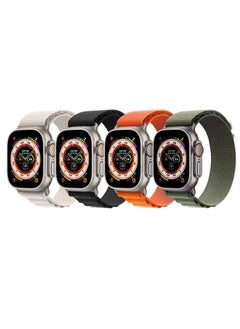 4Pack for Apple Watch Alpine Loop Band 49mm/45mm/44mm Nylon Woven Sport Strap Compatible with iWatch Series 8/Ultra/7/SE/6/5/4/3/2/8 White/Green/Orange/Black