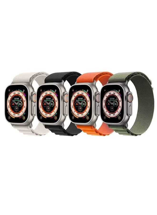 Generic - 4Pack for Apple Watch Alpine Loop Band 49mm/45mm/44mm Nylon Woven Sport Strap Compatible with iWatch Series 8/Ultra/7/SE/6/5/4/3/2/8 White/Green/Orange/Black - Image 1