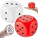 Zomiboo 2 Pcs 23 Large Foam Dice for Classroom Jumbo 6 Sided Giant Dice Casino Party Decoration Squeeze Anxiety Stress Relieve Toy Gifts for Valentines Day Adults Kids Board Game Red White - Image 2