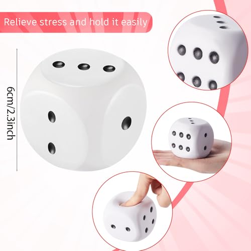 Zomiboo 2 Pcs 23 Large Foam Dice for Classroom Jumbo 6 Sided Giant Dice Casino Party Decoration Squeeze Anxiety Stress Relieve Toy Gifts for Valentines Day Adults Kids Board Game Red White - Image 5