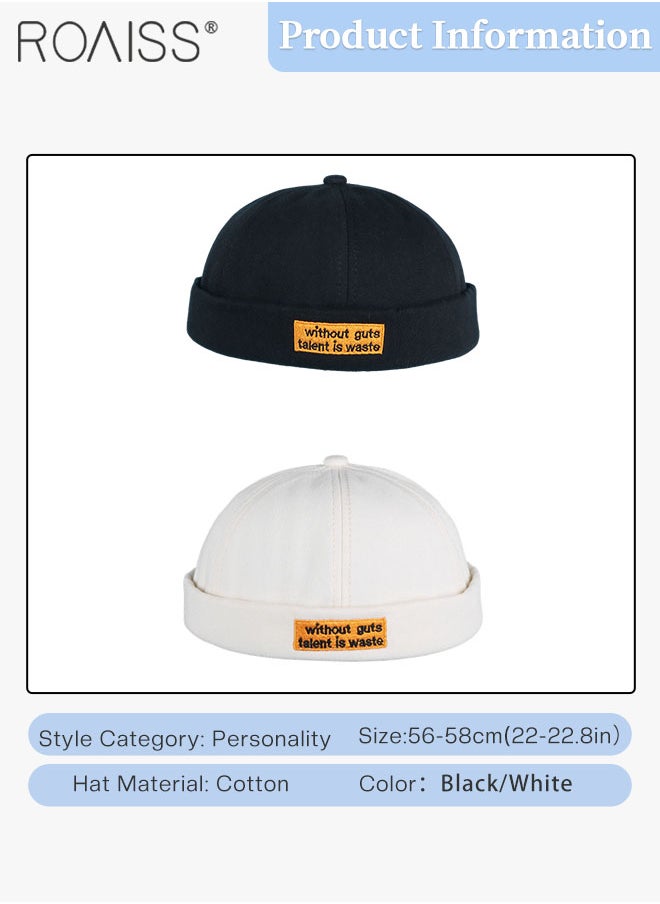 roaiss - 2 Pcs Embroidered Baseball Cap for Men Women, Embroidery Brimless Beanie Landowner Cap Personality Fashion Hip Hop Street Hats (56 - 58 cm) - Image 1