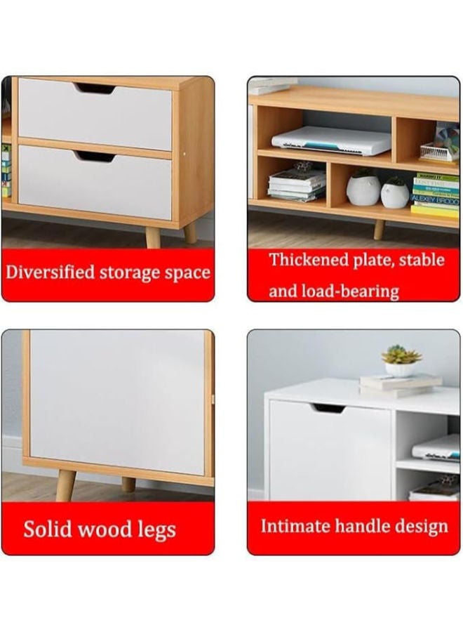 Modern TV Stand with Storage Shelves – White 120cm Design with Drawers for Organizing Media - Image 5
