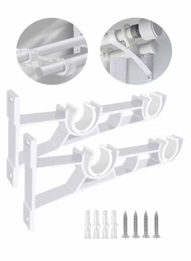 بيتشجوي قوس قضيب ستارة مزدوج ، حاملي قضيب ستارة للخدمة الشاقة أبيض قضيب ستارة سنانير أقواس حائط دعم شماعات قضيب ممتدة ، 2 حزمة - Image 1