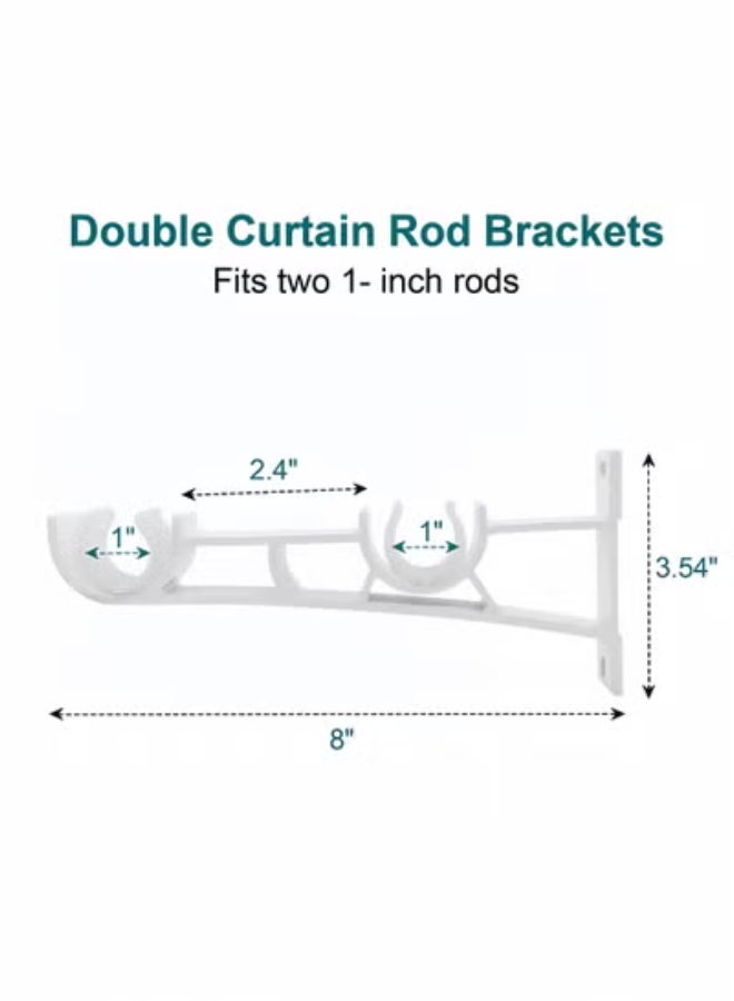بيتشجوي قوس قضيب ستارة مزدوج ، حاملي قضيب ستارة للخدمة الشاقة أبيض قضيب ستارة سنانير أقواس حائط دعم شماعات قضيب ممتدة ، 2 حزمة - Image 2