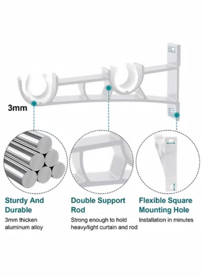 بيتشجوي قوس قضيب ستارة مزدوج ، حاملي قضيب ستارة للخدمة الشاقة أبيض قضيب ستارة سنانير أقواس حائط دعم شماعات قضيب ممتدة ، 2 حزمة - Image 5