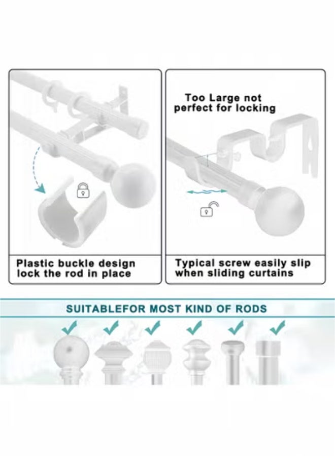 بيتشجوي قوس قضيب ستارة مزدوج ، حاملي قضيب ستارة للخدمة الشاقة أبيض قضيب ستارة سنانير أقواس حائط دعم شماعات قضيب ممتدة ، 2 حزمة - Image 4