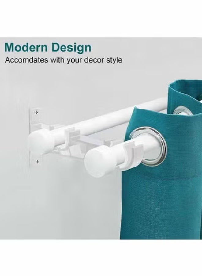 بيتشجوي قوس قضيب ستارة مزدوج ، حاملي قضيب ستارة للخدمة الشاقة أبيض قضيب ستارة سنانير أقواس حائط دعم شماعات قضيب ممتدة ، 2 حزمة - Image 3