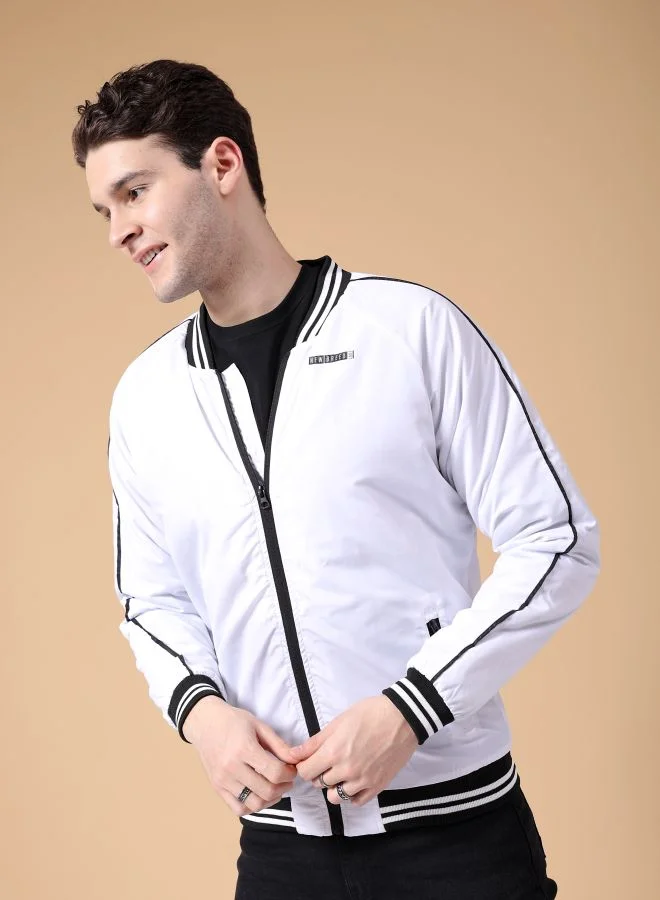 شركة المرآب الهندية Men Slim Fit Solid Bomber Jackets