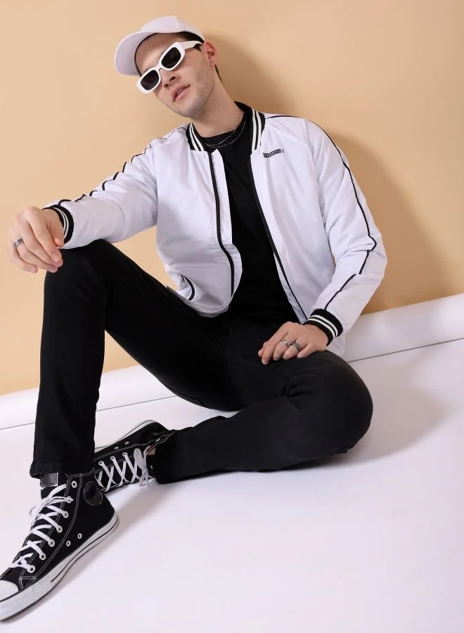 شركة المرآب الهندية Men Slim Fit Solid Bomber Jackets