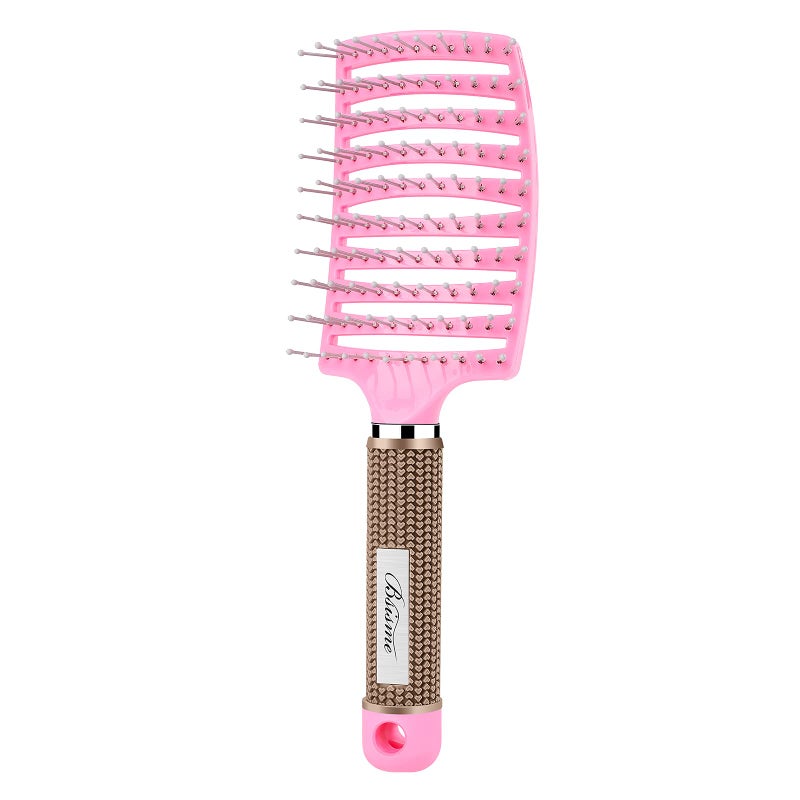 Bsisme Hair Brush, Curved Vented Brush for Faster Blow Drying, Professional Styling Hair Brushes for Women and Men, Paddle Detangling Brush for Wet Dry Curly Thick Straight Hair, Pink - Image 1
