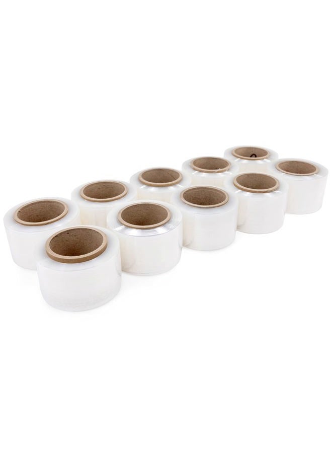 IDL Packaging 3" x 1000' Stretch Wrap Mini Roll of 80 Gauge (Pack of 10 Replenishment Rolls) – Extra Sticky Clear Plastic Wrap Film – Great Tear-Resistant Plastic Wrap for Moving and Office Needs - Image 1