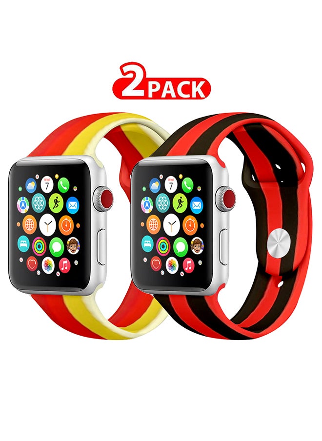 CATANES - 2 Pack For Apple Watch Band 41mm 40mm 38mm Stripe Silicone Replacement Band for iWatch Series 7/SE/6/5/4/3/2/1 - Image 1