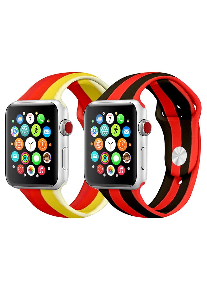 CATANES - 2 Pack For Apple Watch Band 41mm 40mm 38mm Stripe Silicone Replacement Band for iWatch Series 7/SE/6/5/4/3/2/1 - Image 1