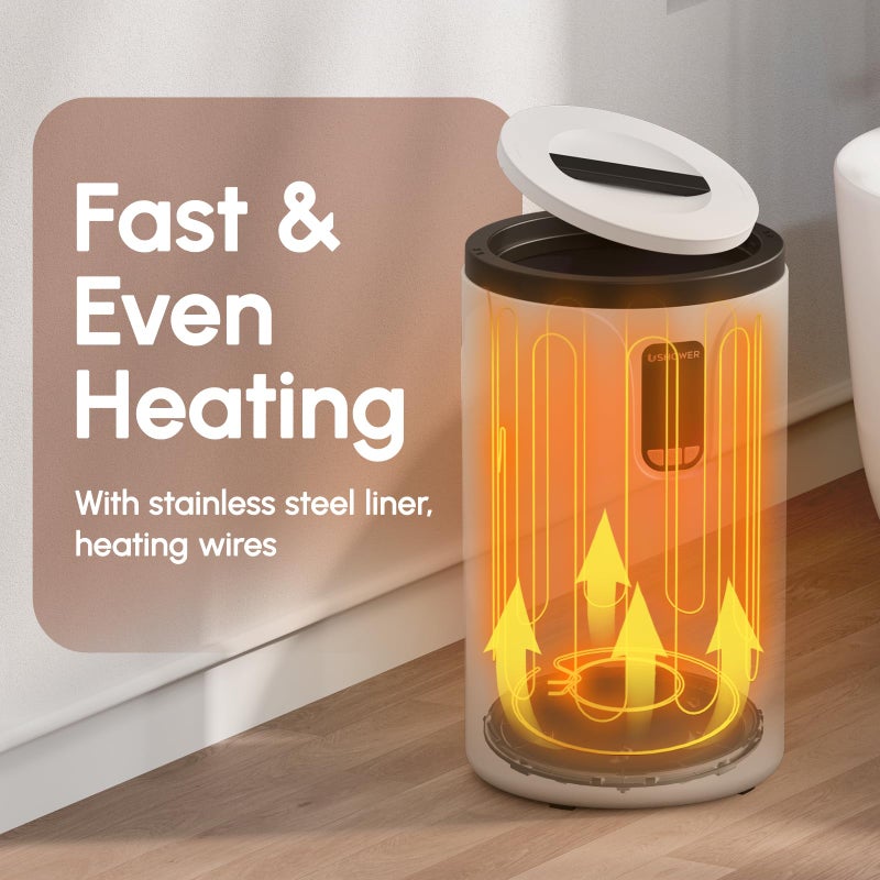 USHOWER Towel Warmers for Bathroom, 20L Large Towel Warmer Bucket for Spa, LCD Screen Display Time, Temperature, Auto Shut-Off Towel Heater Fits Two 40"x70" Oversized Towels, Blankets, Bathrobes, PJâ€™s - Image 3