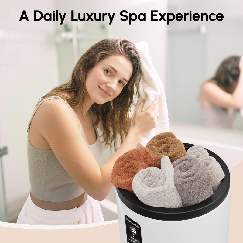 USHOWER Towel Warmers for Bathroom, 20L Large Towel Warmer Bucket for Spa, LCD Screen Display Time, Temperature, Auto Shut-Off Towel Heater Fits Two 40"x70" Oversized Towels, Blankets, Bathrobes, PJâ€™s - Image 2