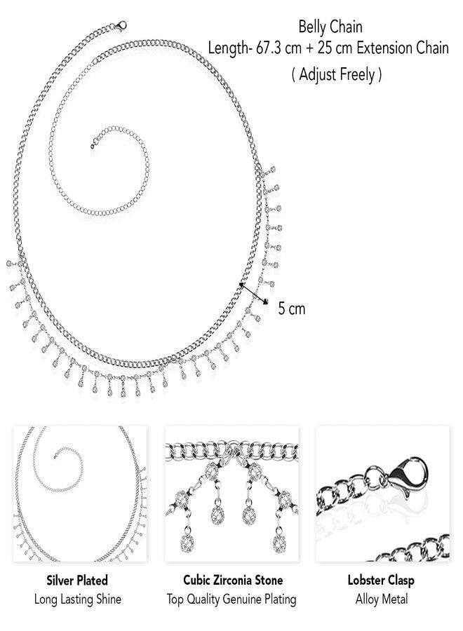 Peora Silver Plated MultiLayer Body Chain Summer Beach Belly Chain Kamarbandh Waist Chain Dress Belt Jewellery for Women Girls - Image 5
