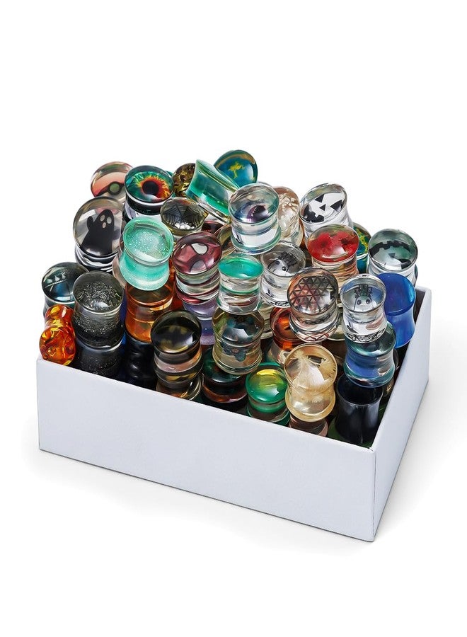 COOEAR 10 Pairs Acrylic Ear Tunnels Random Style Gauges Flesh Tunnels Plugs Stretchers Expander Double Flared Ear Piercing Jewelry. - Image 3