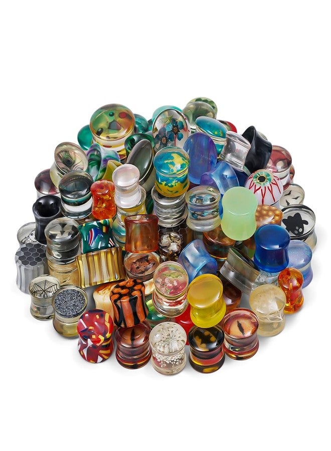 COOEAR 10 Pairs Acrylic Ear Tunnels Random Style Gauges Flesh Tunnels Plugs Stretchers Expander Double Flared Ear Piercing Jewelry. - Image 4