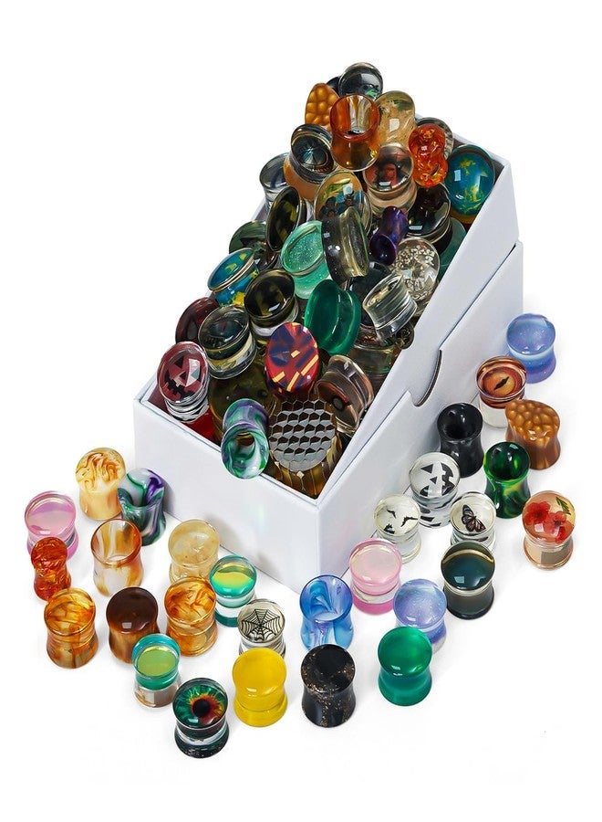 COOEAR 10 Pairs Acrylic Ear Tunnels Random Style Gauges Flesh Tunnels Plugs Stretchers Expander Double Flared Ear Piercing Jewelry. - Image 1