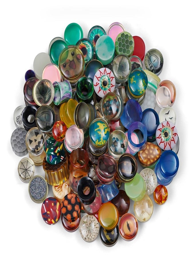 COOEAR 10 Pairs Acrylic Ear Tunnels Random Style Gauges Flesh Tunnels Plugs Stretchers Expander Double Flared Ear Piercing Jewelry. - Image 5