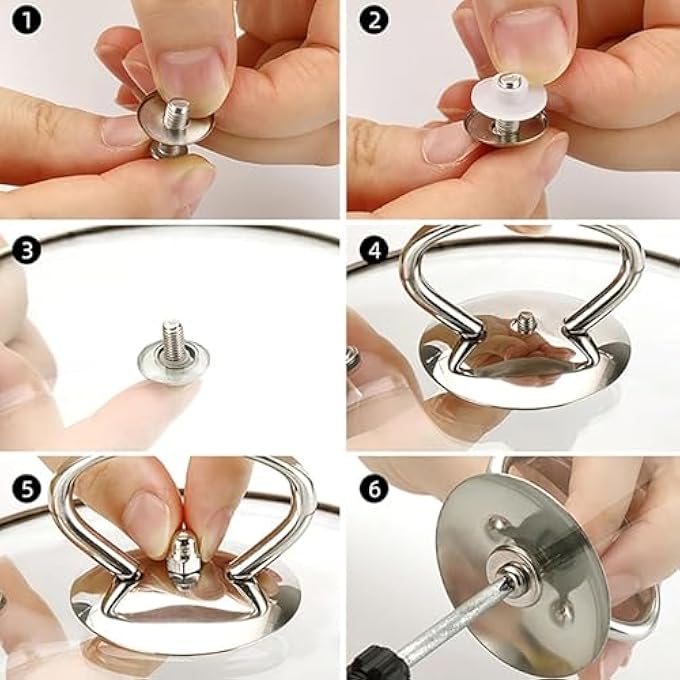 كاست ويف عبوة من 2 مقبض بديل لغطاء وعاء عالمي من الفولاذ المقاوم للصدأ مع براغي وغسالات سيليكون، ملحق متين لأواني الطهي سهل التركيب - Image 4