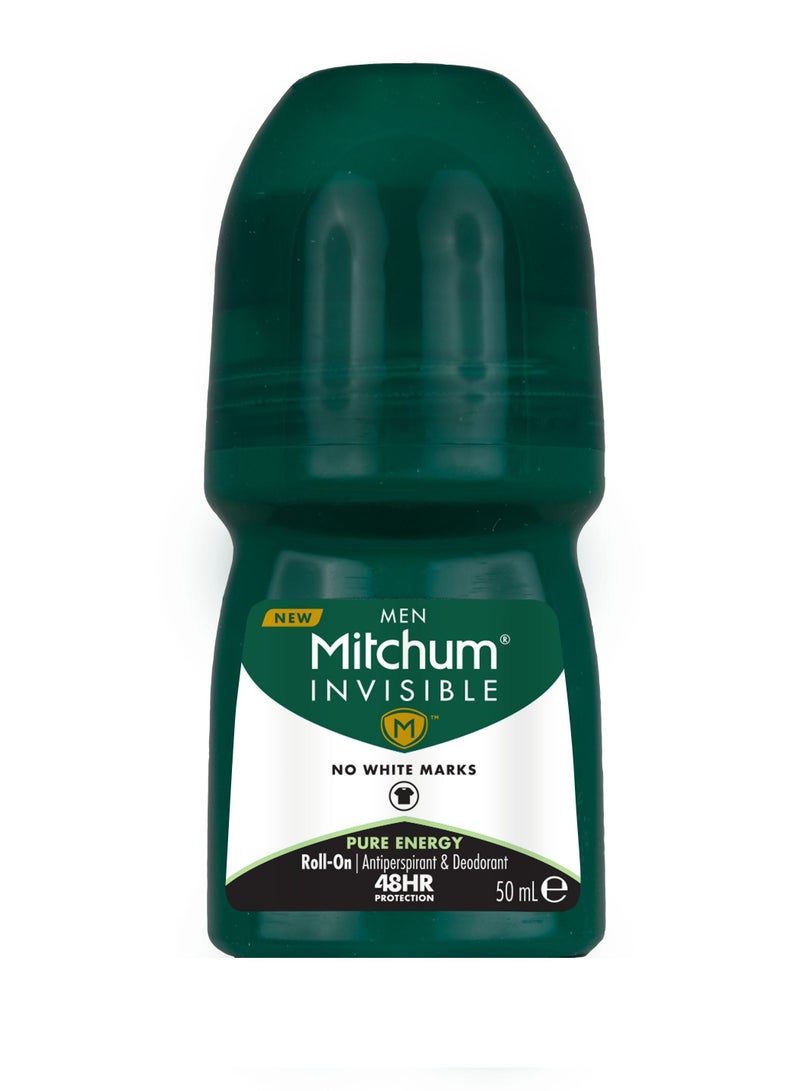 Mitchum Advanced Men Invisible Roll-On Anti-Perspirant & Deodorant, 50 ml, Unscented - Image 1