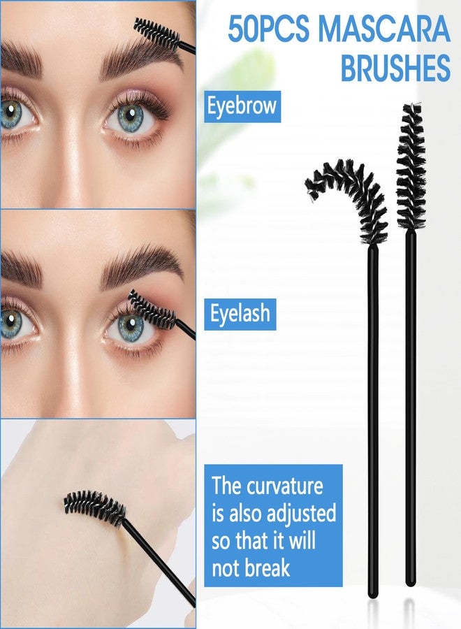 mlogiroa Lash Fan Eyelash Extension Supplies with USB Mini Portable Fans 3 Lash Shampoo Brush 50 Eyelash Mascara Brushes 1 Plastic Wash Bottle for Lash Extension（Black） - Image 5