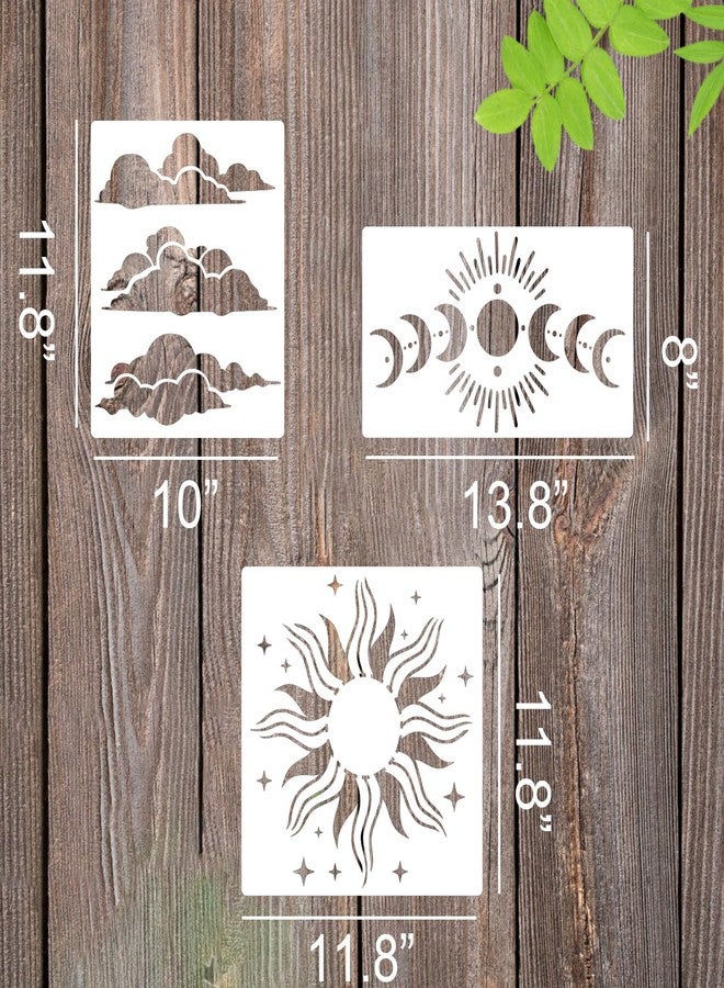 SUNVERSE Moon Stencils for Painting Star Stencil Reusable Sun Clouds Stencils for Painting on Wood Furniture Canvas Fabric Walls - Image 2