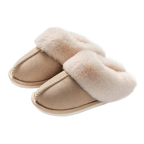 SOSUSHOE Womens Slippers with Fluffy Fur Soft Memory Foam House Shoes, Christmas Gifts Christmas Slippers for Women Mom Grandma - Image 1