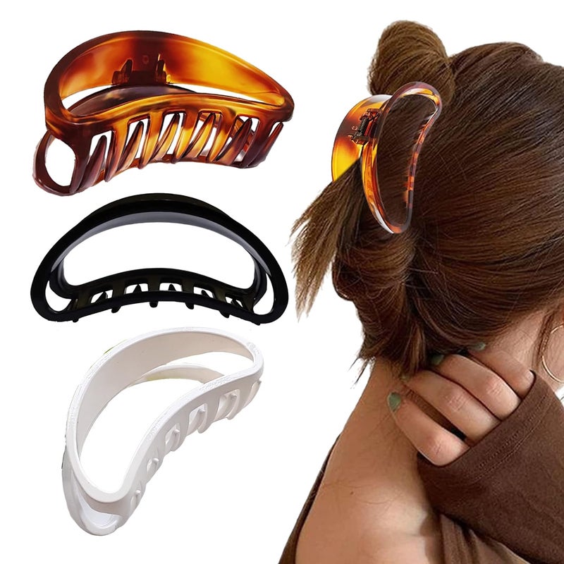 BIRDWARE hair clutcher Stylish Trendy Imported claw clip Butterfly Design Acrylic Material Hair Clips Hair Accessory For Women And Girls Transparent (3 Pc Black, Shell & White) - Image 1