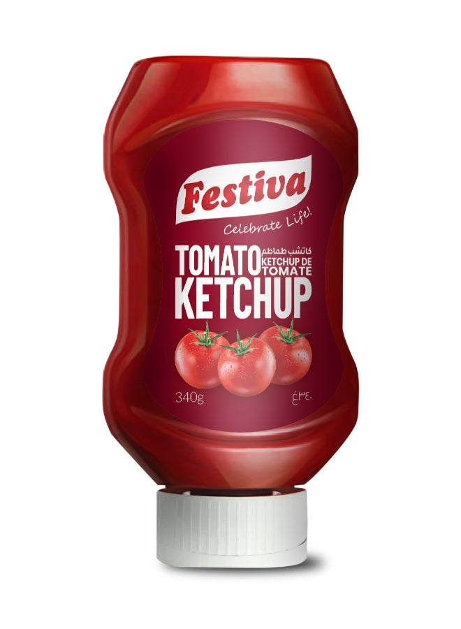 Festiva Premium Tomato Ketchup 340g Squeezy Upside Down Bottle - Rich Tomato Sauce for Burgers, Sandwiches, Fries and Snacks - Cooking and Dipping Sauce - Image 1
