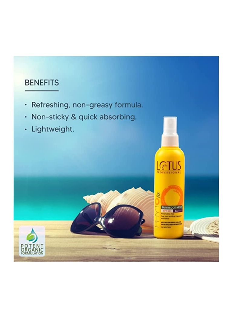 Lotus Professional Lotus Professional PhytoRx Anti - Tan Sunscreen Sunblock Mist | SPF 50 | With Preservative Free Vitamin E | 100ml  - Image 4