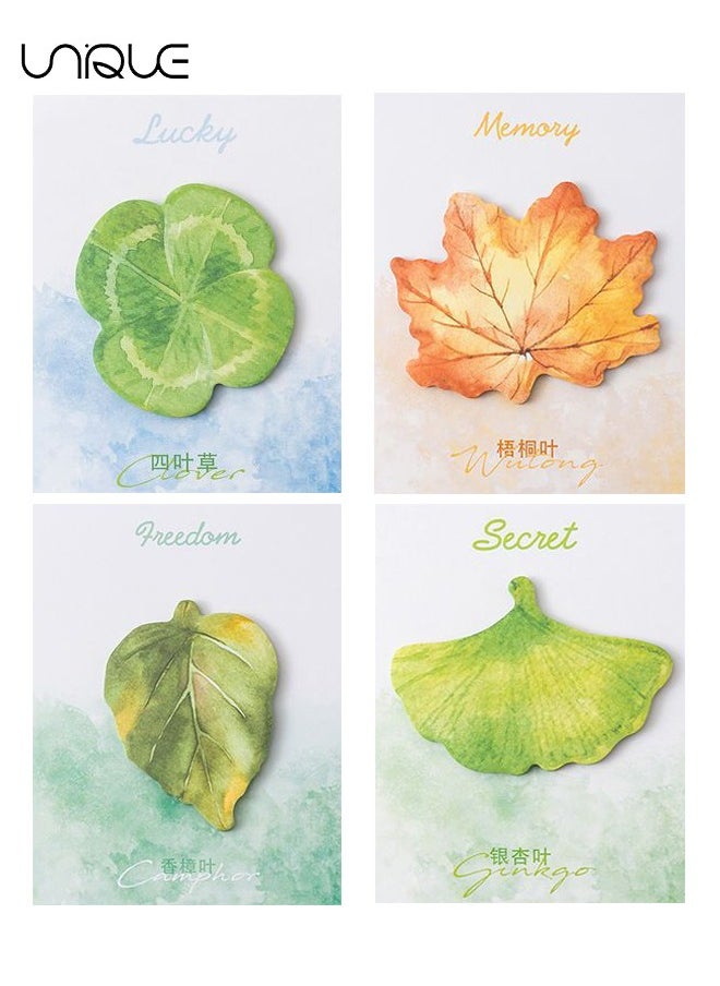 Unique 4 Pack Post-it Notes - 120 Pcs Leaf Shape Post-it Notes - Self-adhesive Notepad - Suitable for Homeschool, Office Supplies, Party Gifts  - Image 1