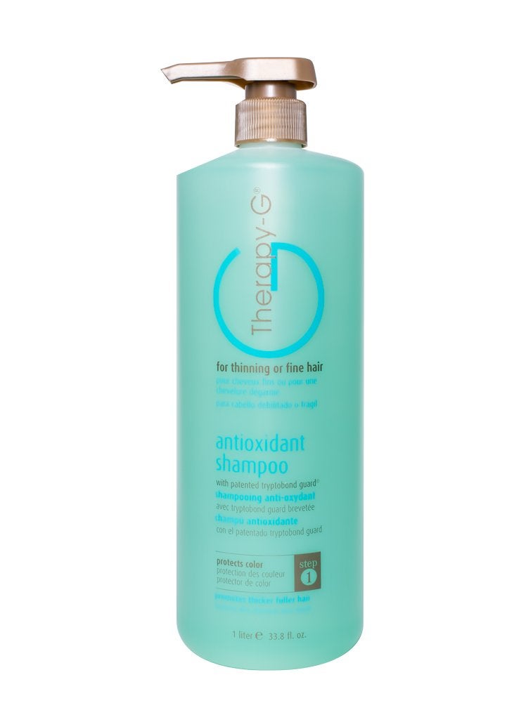 Therapy-G Antioxidant Shampoo (Liter 33.8oz) for fine, thinning hair and anti hair loss. Protects hair color and prevents damage and helps inhibit DHT and stimulate renewed growth shampoo.. 