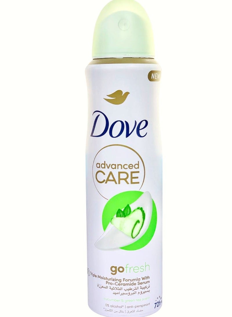 Dove Deodorant Spray Advanced Care Women's Go Fresh with Triple Moisturizing Formula and Pro-Ceramide Serum, 150 ml (Packaging may vary) - Image 1