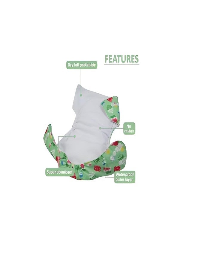 Laee cute "Eco-Friendly Baby Cloth Diapers with Absorbent Inserts - Soft, Washable & Adjustable (pink+green+skyblue) - Image 4