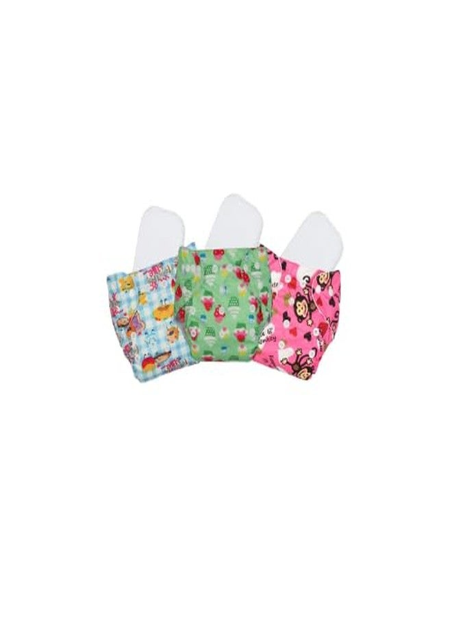Laee cute "Eco-Friendly Baby Cloth Diapers with Absorbent Inserts - Soft, Washable & Adjustable (pink+green+skyblue) - Image 1