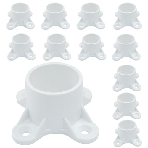 BokWin 1 Inch PVC Flange 12 Packs, Table Leg Cap Fittings Furniture Screw Tab Caps for DIY Rod Holder Projects, Building Storage Shelves, and Support Feet - Image 1
