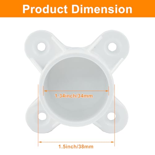 BokWin 1 Inch PVC Flange 12 Packs, Table Leg Cap Fittings Furniture Screw Tab Caps for DIY Rod Holder Projects, Building Storage Shelves, and Support Feet - Image 2