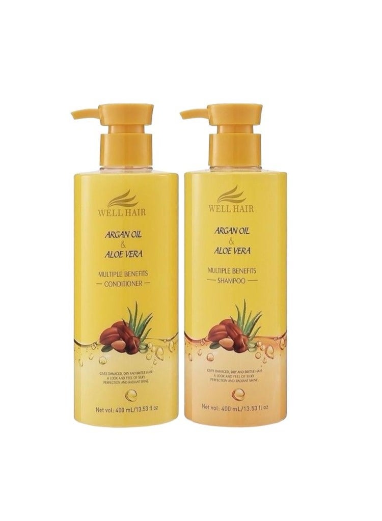 Well Hair Argan Oil & Aloe vera Multiple Benefits Shampoo and Conditioner