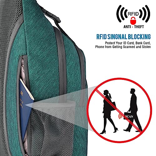 G4Free Sling Bag RFID Blocking Sling Backpack Crossbody Chest Bag Daypack for Hiking Travel(Dark Green) - Image 2