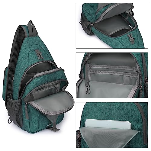 G4Free Sling Bag RFID Blocking Sling Backpack Crossbody Chest Bag Daypack for Hiking Travel(Dark Green) - Image 5