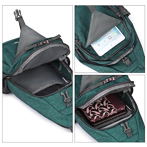 G4Free Sling Bag RFID Blocking Sling Backpack Crossbody Chest Bag Daypack for Hiking Travel(Dark Green) - Image 4