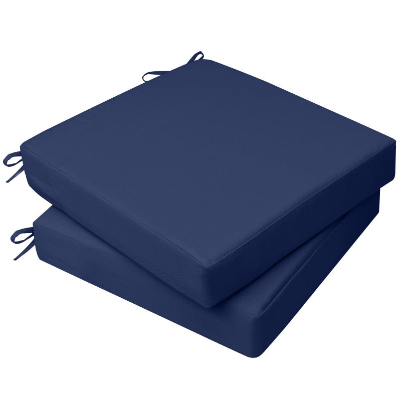 AAAAAcessories Outdoor Seat Cushions for Chairs, Waterproof, Fade-Resistant, 20" x 20" x 3", Patio Furniture Replacement Cushions, Set of 2, Navy Blue - Image 1
