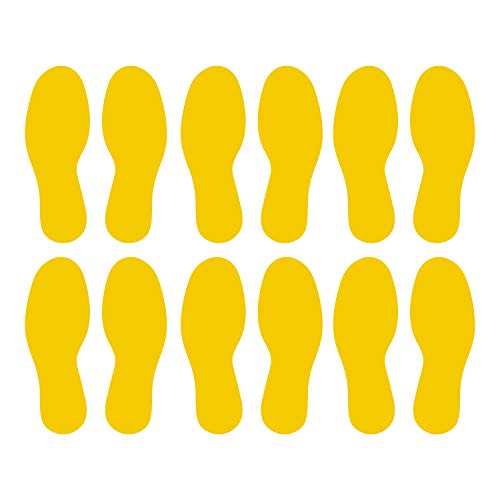 LiteMark Floor Vinyl Decals Footprint Stickers – line up Stickers for Classroom Floor, Offices, Dance, Events – Durable Gloss Finish Spot Markers, Yellow, 9 Inch, Pack of 12 Pcs (6 Pairs) - Image 1