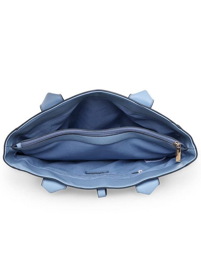 Accessorize London Women's Blue Faux Leather Multi Function Workbag| Spacious Compartment| Latest| Fit for Office Bag, College, Travel Use. - Image 3