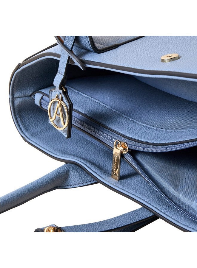 Accessorize London Women's Blue Faux Leather Multi Function Workbag| Spacious Compartment| Latest| Fit for Office Bag, College, Travel Use. - Image 4