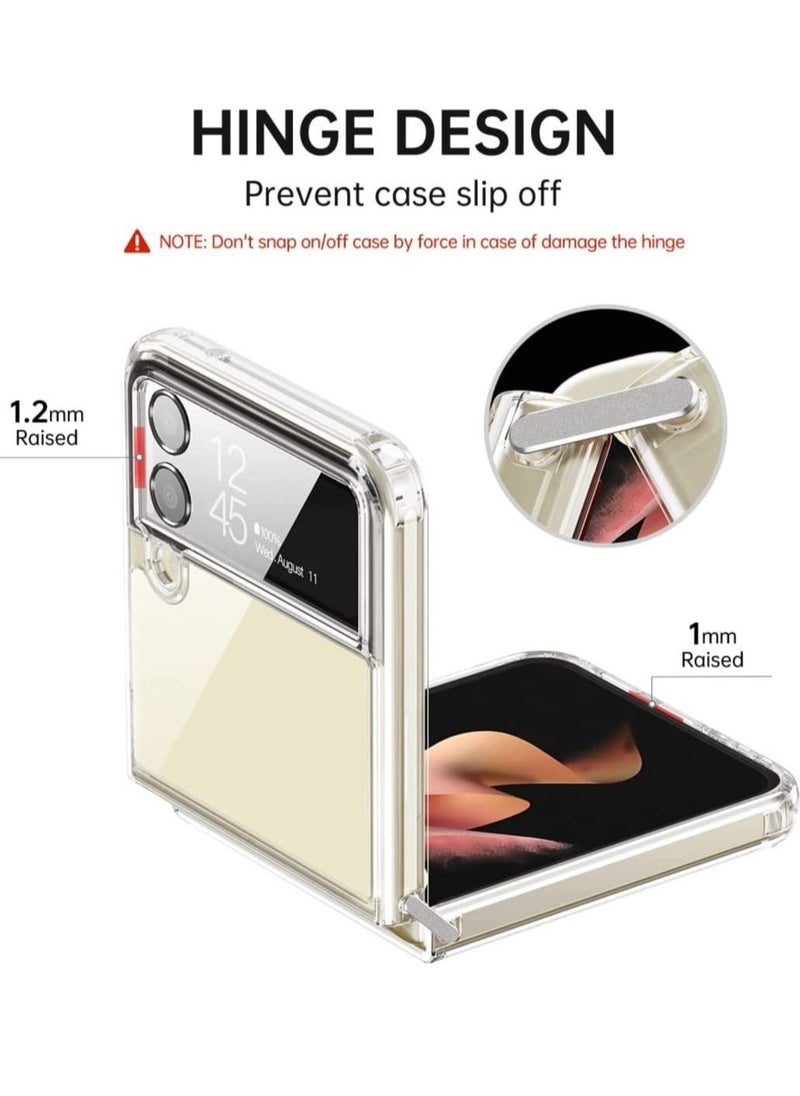 Raxoom Case for Samsung Galaxy Z flip 4 5G 2022, Clear Slim Phone Case with Transparent Hard PC Back, Soft TPU Edges, Hinge, Non-Yellowing Shockproof Thin Protective Cover for Z flip 4 - Crystal - Image 5